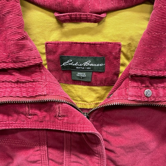 Eddie Bauer Women's Red Jean Jacket corduroy - Picture 2 of 4